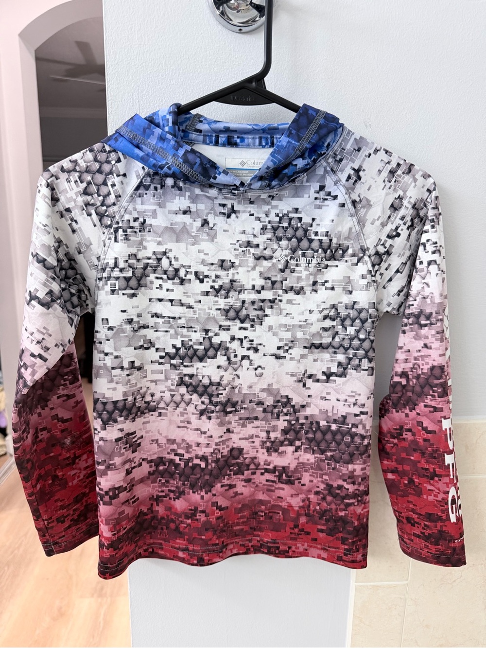 Boy’s Columbia Ombre Pixel Hoodie - Blue, Gray & Red